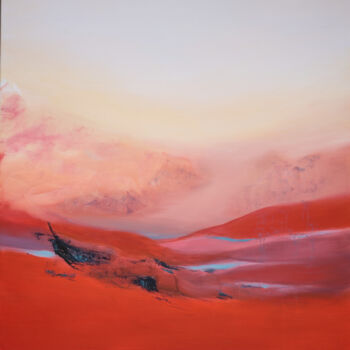 Painting titled "DESERT ROUGE" by Caroline Frechinos, Original Artwork, Acrylic