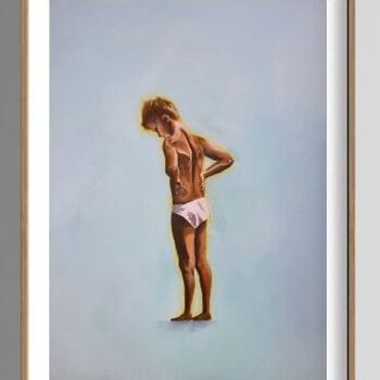 Painting titled "Le petit baigneur" by Caroline Jayon, Original Artwork, Acrylic Mounted on Wood Stretcher frame