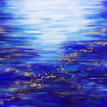Painting titled "Bleu océan" by Caroline Keller, Original Artwork, Acrylic