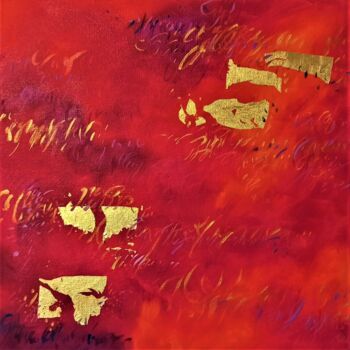 Peinture intitulée "Nuage rouge 1" par Caroline Keller, Œuvre d'art originale, Huile Monté sur Châssis en bois