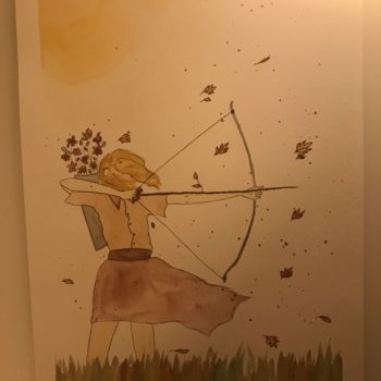 Painting titled "Louve" by Caroline Martin, Original Artwork, Watercolor