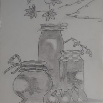 Dessin intitulée "Confitures d'automne" par Caroline Lefebvre, Œuvre d'art originale, Crayon