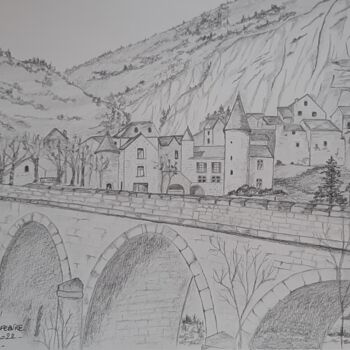 Drawing titled "La Malène - Gorges…" by Caroline Lefebvre, Original Artwork, Graphite
