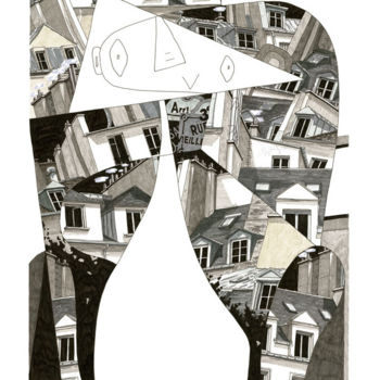 Dibujo titulada "La femme de l'Hôtel…" por Caroline Lopez, Obra de arte original, Tinta