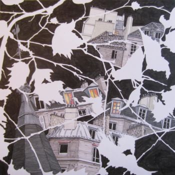 Σχέδιο με τίτλο "A travers les plata…" από Caroline Lopez, Αυθεντικά έργα τέχνης, Μελάνι