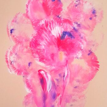 Peinture intitulée "Artifice en rose et…" par Caroline Lyhor, Œuvre d'art originale, Acrylique