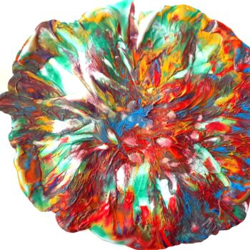 Malerei mit dem Titel "Fleur multicolore" von Caroline Lyhor, Original-Kunstwerk, Acryl
