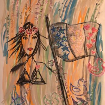 Pintura titulada "La princesse au pet…" por Caroline Montigneaux, Obra de arte original, Acrílico Montado en Bastidor de cam…