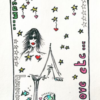 Dessin intitulée "Love etc" par Caroline Montigneaux, Œuvre d'art originale, Marqueur