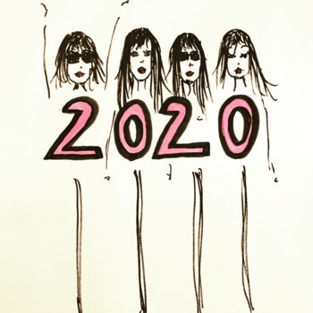 Drawing titled "2020, année sans ri…" by Caroline Montigneaux, Original Artwork, Marker