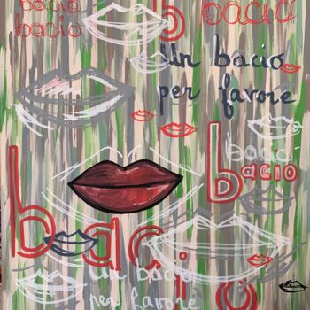 Peinture intitulée "Un Bacio per favore" par Caroline Montigneaux, Œuvre d'art originale, Acrylique Monté sur Châssis en bois