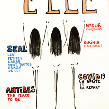 Drawing titled "Elle #6" by Caroline Montigneaux, Original Artwork, Marker