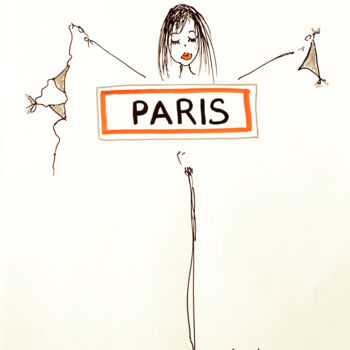 Tekening getiteld "Paris sera toujours…" door Caroline Montigneaux, Origineel Kunstwerk, Marker