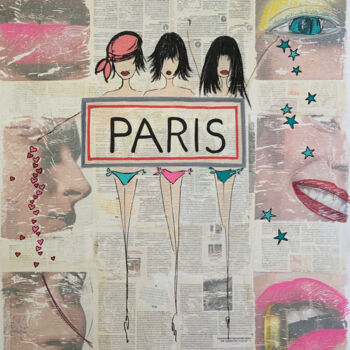 Dessin intitulée "PARIS" par Caroline Montigneaux, Œuvre d'art originale, Marqueur Monté sur Châssis en bois