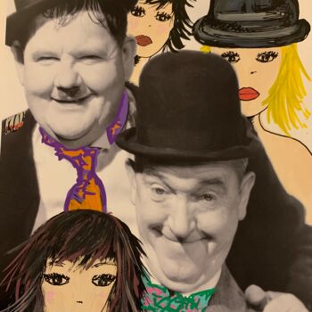 Disegno intitolato "Laurel et Hardy" da Caroline Montigneaux, Opera d'arte originale, Pennarello
