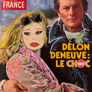 Dessin intitulée "Alain Delon dans JO…" par Caroline Montigneaux, Œuvre d'art originale, Marqueur