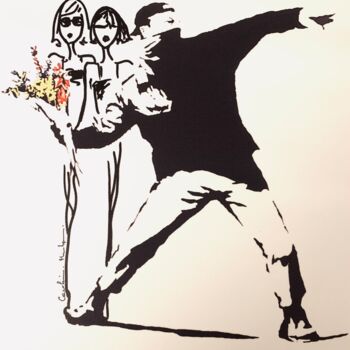 Drawing titled "Tribute to Banksy 1" by Caroline Montigneaux, Original Artwork, Marker