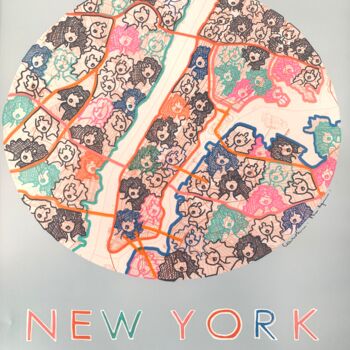 Dessin intitulée "NY - United Nanas" par Caroline Montigneaux, Œuvre d'art originale, Acrylique