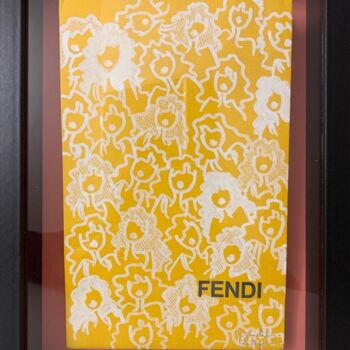 Painting titled "Fendi … à la folie !" by Caroline Montigneaux, Original Artwork, Acrylic Mounted on Cardboard