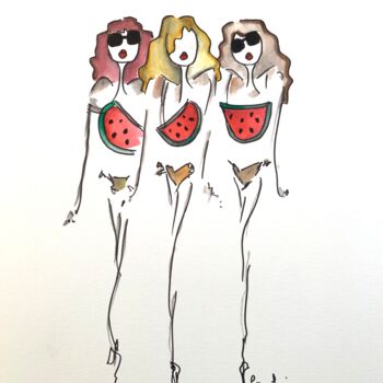 Drawing titled "Pastequa Nanas" by Caroline Montigneaux, Original Artwork, Ink