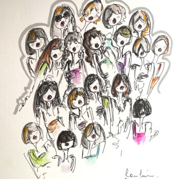 Drawing titled "Les filles, retourn…" by Caroline Montigneaux, Original Artwork, Ink