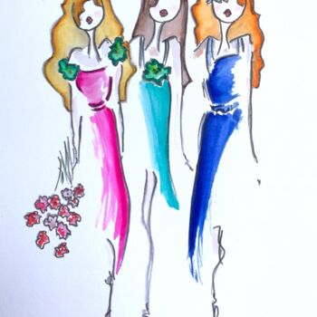 Painting titled "May and Friendz" by Caroline Montigneaux, Original Artwork, Ink