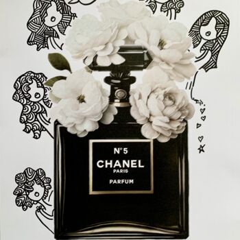 Dessin intitulée "Black Chanel N*5" par Caroline Montigneaux, Œuvre d'art originale, Marqueur