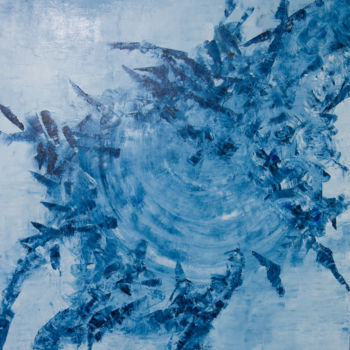 Schilderij getiteld "espace bleu" door Caroline Pozderec, Origineel Kunstwerk
