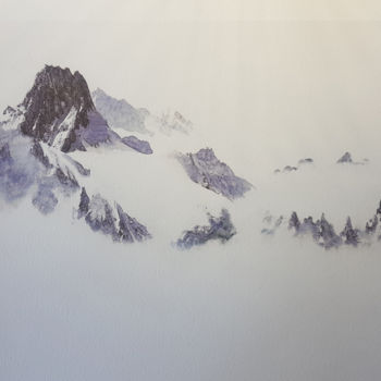 Peinture intitulée "mer de sommet" par Caroline Seraud, Œuvre d'art originale, Aquarelle