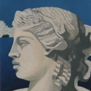 Painting titled "Tête grecque" by Caroline Siffredi, Original Artwork, Oil