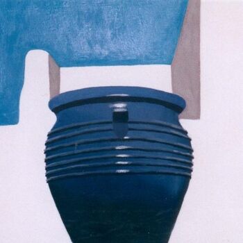 Painting titled "Le pot bleu" by Caroline Siffredi, Original Artwork, Oil
