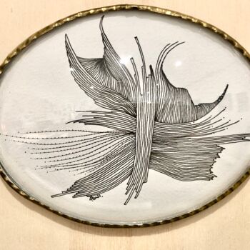 Рисунок под названием "Butterfly" - Caroline Thunus, Подлинное произведение искусства, Чернила Установлен на картон