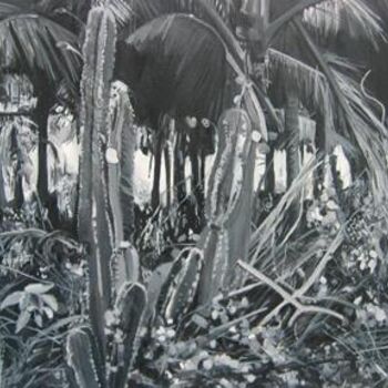 Картина под названием "les cactus" - Caroline Lejeune, Подлинное произведение искусства, Масло