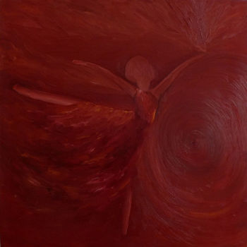 Painting titled "Danse rouge" by Caroline Rainette, Original Artwork, Oil