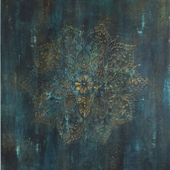 Peinture intitulée "Mandala" par Caro, Œuvre d'art originale, Acrylique