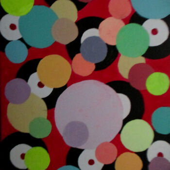 Painting titled "Bold Circles" by Carolyn   A. Debnam, Original Artwork, Acrylic Mounted on Wood Stretcher frame