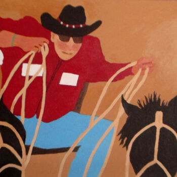 Painting titled "Calgary Stampede" by Carolyn   A. Debnam, Original Artwork, Acrylic Mounted on Wood Stretcher frame
