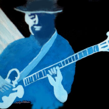 Painting titled "Blues Music" by Carolyn   A. Debnam, Original Artwork, Acrylic Mounted on Wood Stretcher frame