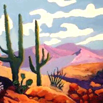 Painting titled "Desert View" by Carolyn   A. Debnam, Original Artwork, Acrylic Mounted on Wood Stretcher frame