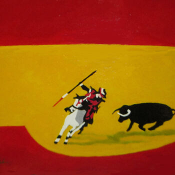 Painting titled "Spain" by Carolyn   A. Debnam, Original Artwork, Acrylic Mounted on Wood Stretcher frame