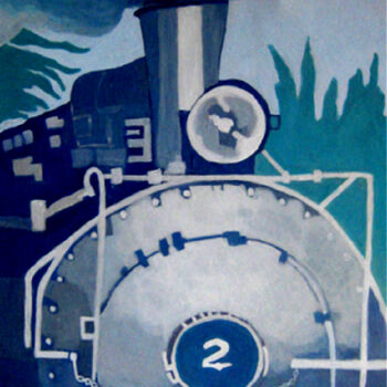 Painting titled "Steamer" by Carolyn   A. Debnam, Original Artwork, Acrylic Mounted on Wood Stretcher frame