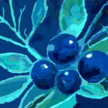 Painting titled "Blueberries" by Carolyn   A. Debnam, Original Artwork, Acrylic Mounted on Wood Stretcher frame