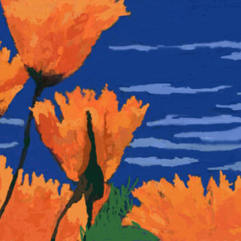 绘画 标题为“California Poppies” 由Carolyn   A. Debnam, 原创艺术品, 丙烯 安装在木质担架架上