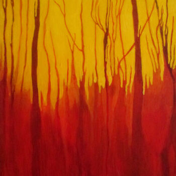 제목이 "Fall"인 미술작품 Carolyn   A. Debnam로, 원작, 아크릴 나무 들것 프레임에 장착됨