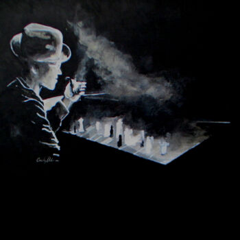 Malarstwo zatytułowany „Checkmate” autorstwa Carolyn   A. Debnam, Oryginalna praca, Akryl Zamontowany na Drewniana rama noszy