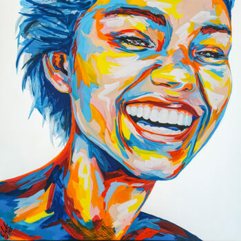 Painting titled "Antoinette - lachen…" by Carolyn Mielke (carographic), Original Artwork, Acrylic Mounted on Wood Stretcher…