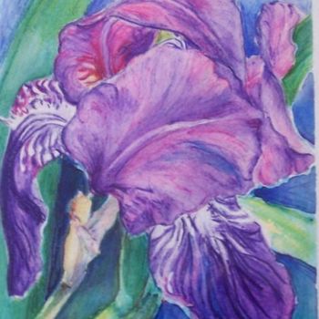 Schilderij getiteld "Tuscan Iris" door Carolyn Bishop, Origineel Kunstwerk, Olie