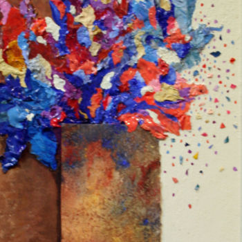 Collagen mit dem Titel "wild-flowers-large" von Carol Lorac Young, Original-Kunstwerk