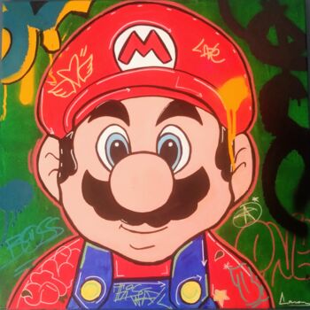 Schilderij getiteld "Mario Bros Green" door Caronart, Origineel Kunstwerk, Acryl