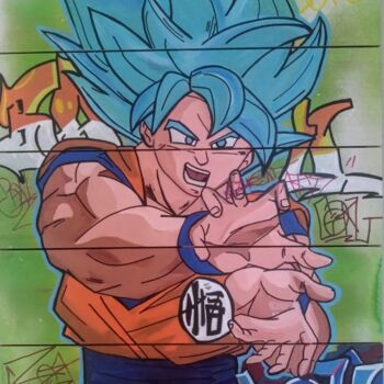 Pintura titulada "Street art Goku" por Caronart, Obra de arte original, Acrílico